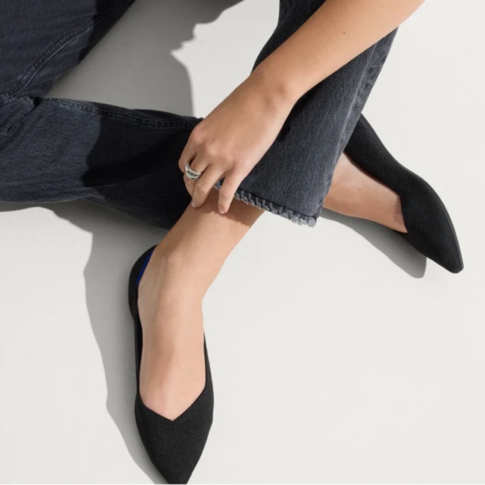 Rothy’s The Point Machine Washable Black Flats Size 8.5